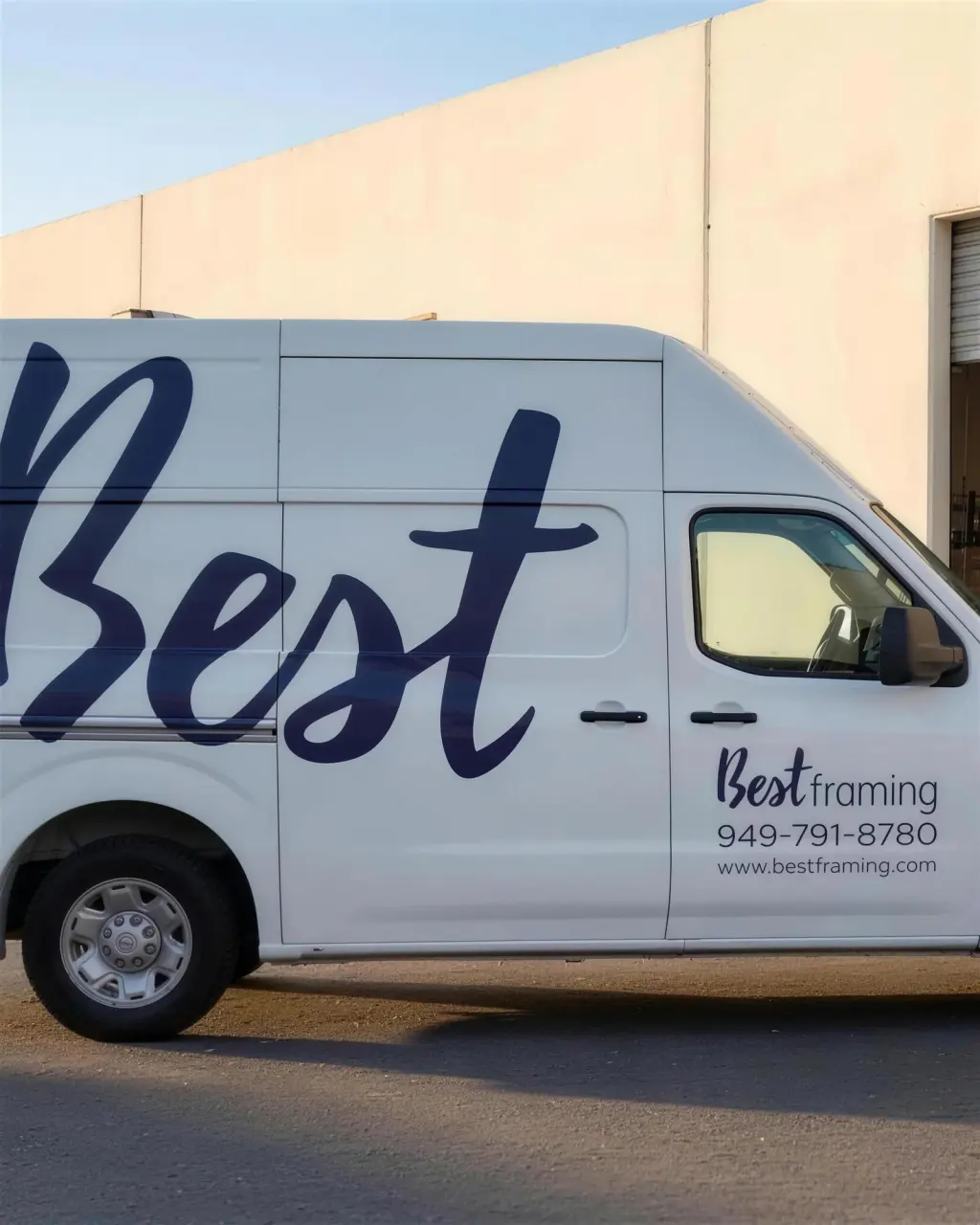 The Best Framing van parked outside the shop